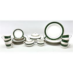 Spode Chardonnay pattern tea wares , comprising six tea cups and saucers, teapot, milk jug, covered sucrier, six side plates, six dinner plates. 