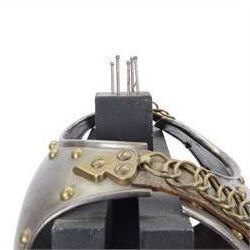 Napoleonic Belgium Cuirassier breast and back plate, circa 1814, with raised medial ridge and shallow apron, rolled edge and brass studded decoration, the shoulder chains secured by chest studs, H40cm