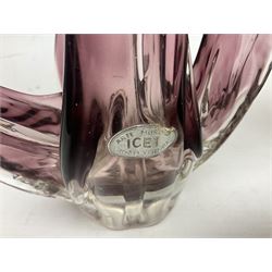 Pair of Murano Icet glass birds, H37.5cm