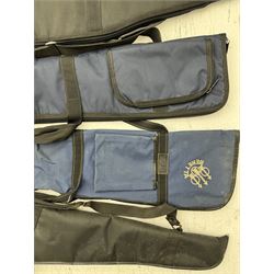 Collection of gun slips, including BSA guns and napier examples and leather 12-bore cartridge belt 