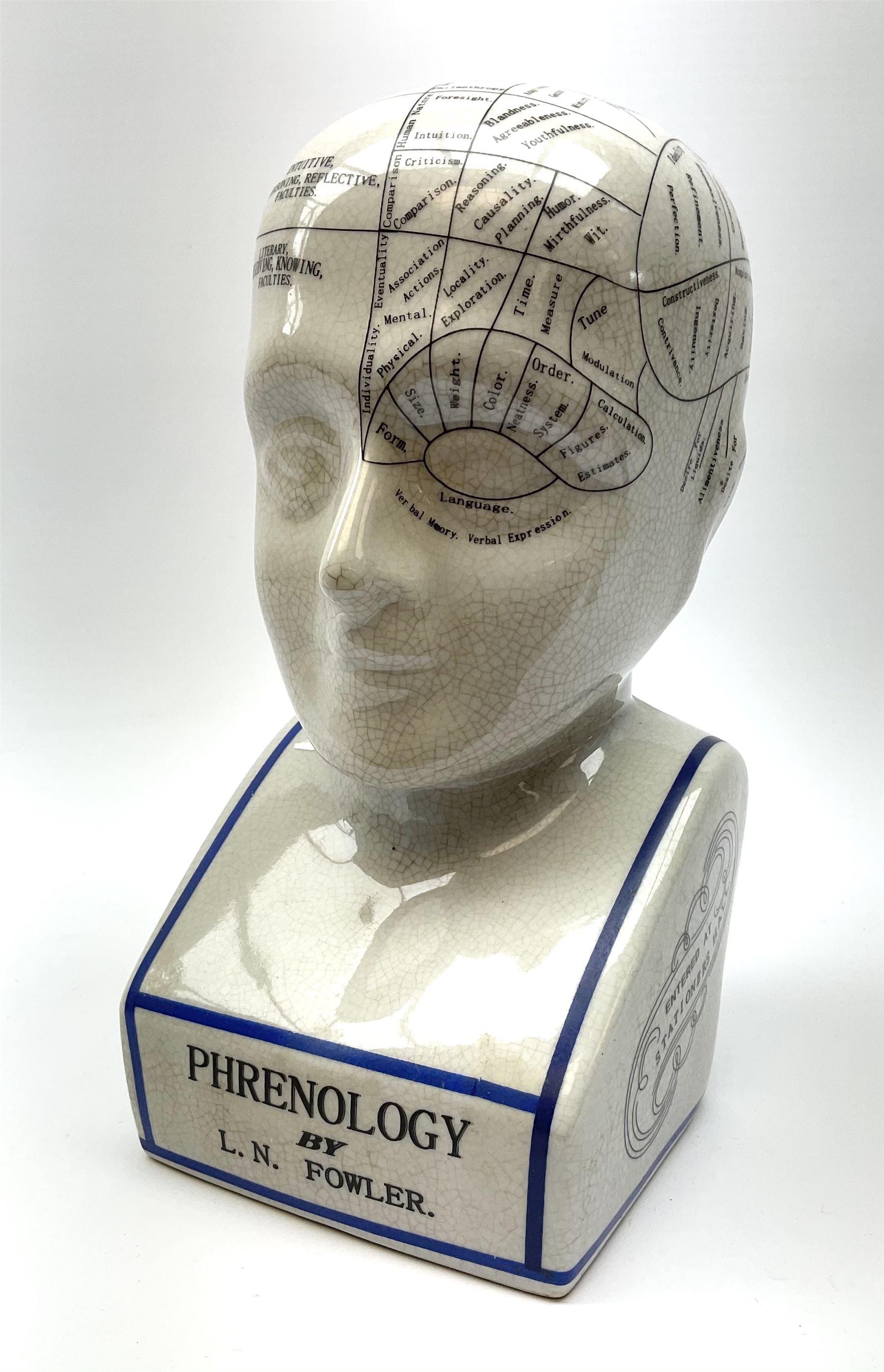 A Phrenology head detailed L.N. Fowler, H27.5cm. 