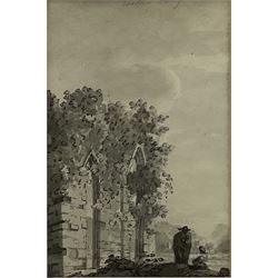 Elizabeth Blaquiere (18th/19th century): 'Neath Abbey' near Swansea Wales, pen ink and monochrome wash titled 15.5cm x 10cm
Provenance: from the collection of Terence G Phillips, Danesbury House, Neath, Glamorgan
