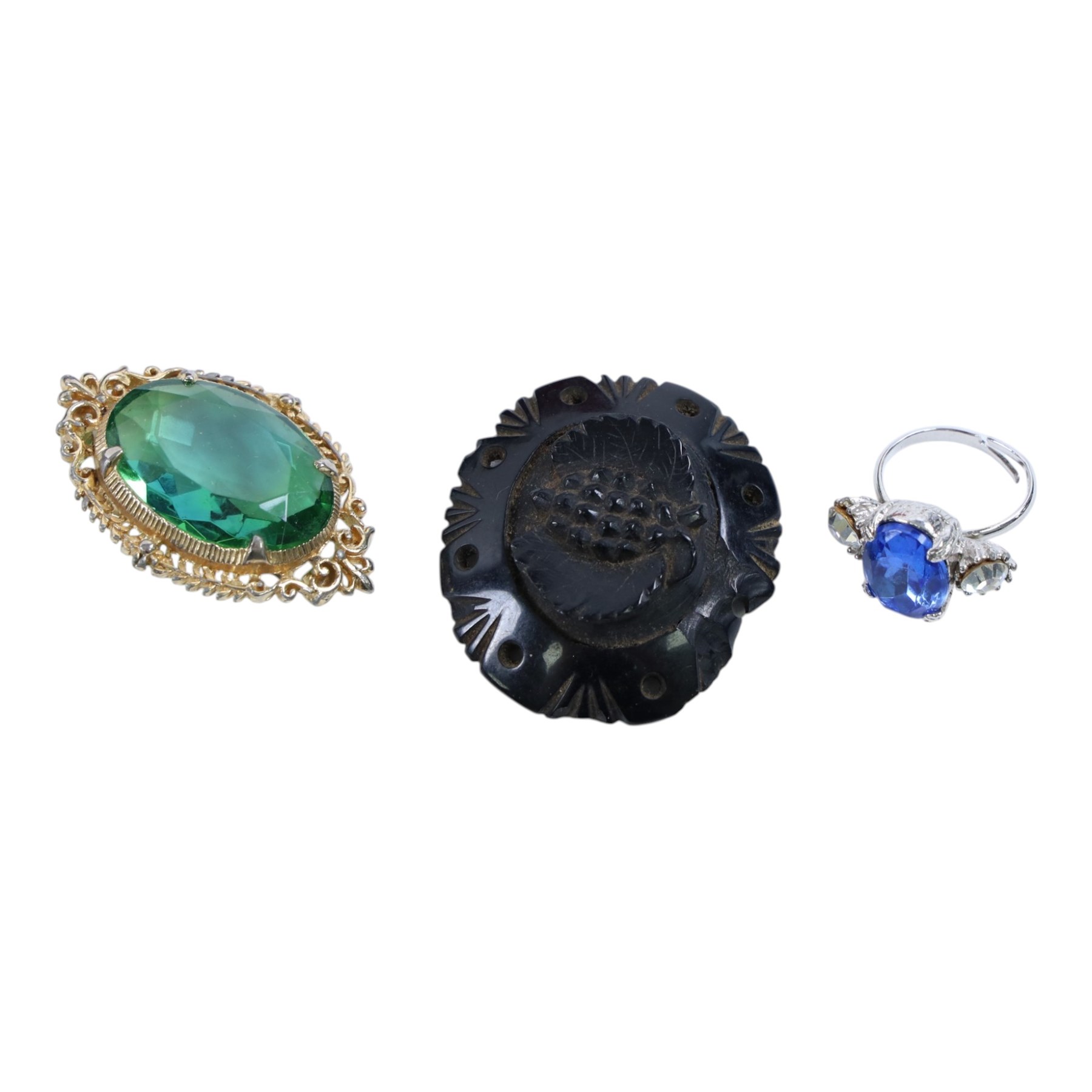 Collection of costume jewellery, including earrings, beaded necklaces brooches, etc, in various vintage tins