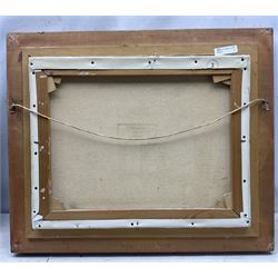 Barry Hilton (British 1941-): Edwardian Street Scene at Night, oil on canvas signed 39cm x 49cm 