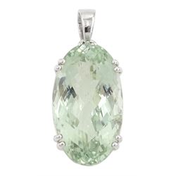 18ct white gold single stone oval briolette cut zoisite pendant, hallmarked, zoisite approx 14.00 carat