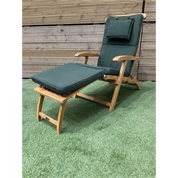 Neptune - hardwood garden steamer chair, with cushion - THIS LOT IS TO BE COLLECTED BY APPOINTMENT FROM DUGGLEBY STORAGE, GREAT HILL, EASTFIELD, SCARBOROUGH, YO11 3TX