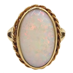 9ct gold single stone opal ring, Edinburgh 1976