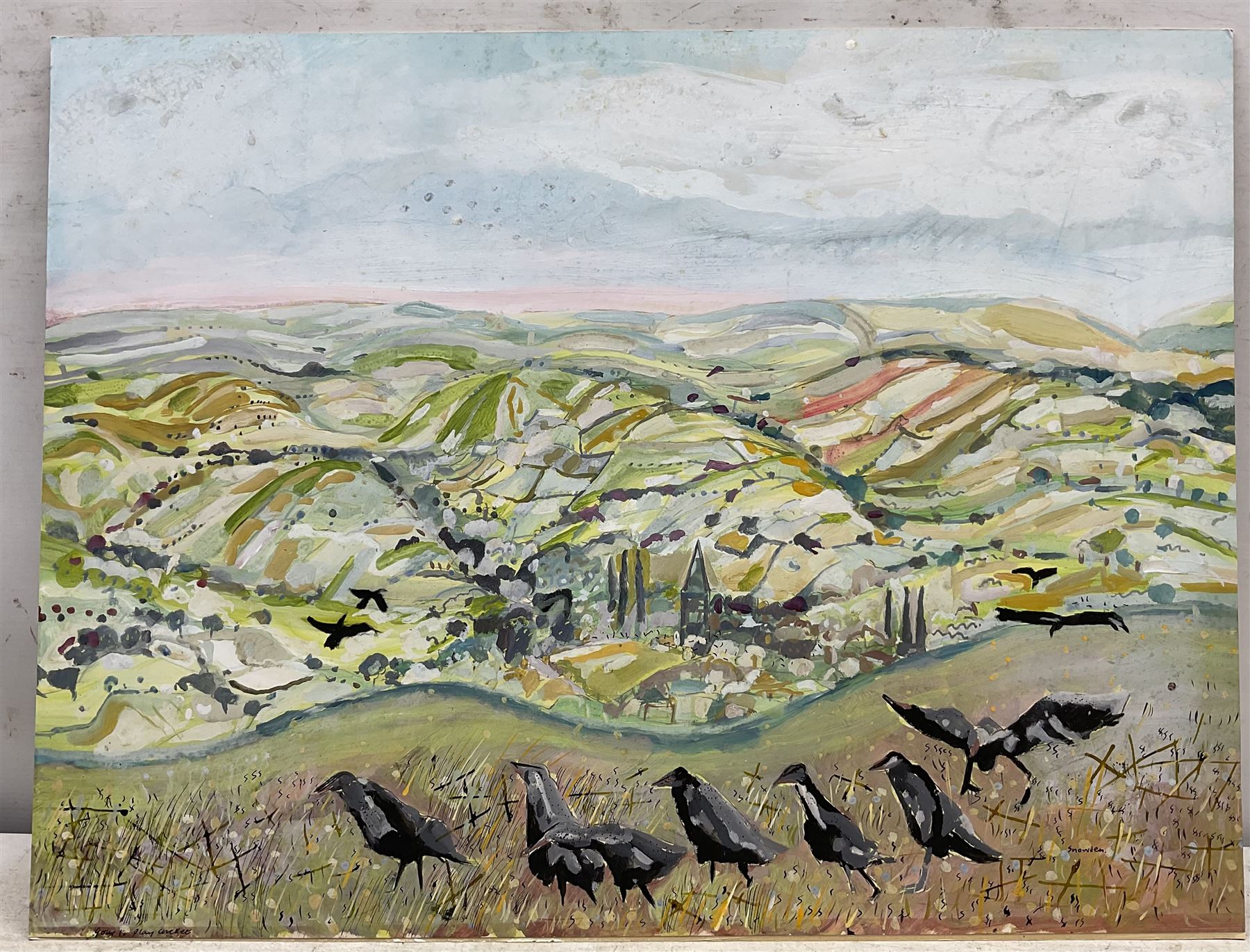 Richard Snowden (British 1950-2014): 'Going to Play Cricket', gouache signed and titled 44cm x 58cm (unframed)