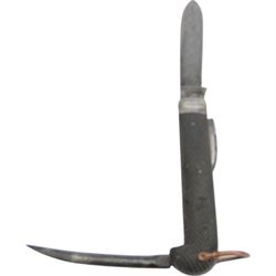 Military jack knife, by Wade and Butler, marked with broad arrow, together with military duel purpose torch and water bottle in webbing carrier