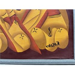 Laurent Casimir (Haitian 1928-1990): Figures in Yellow, oil on canvas laid on board signed 59cm x 49cm