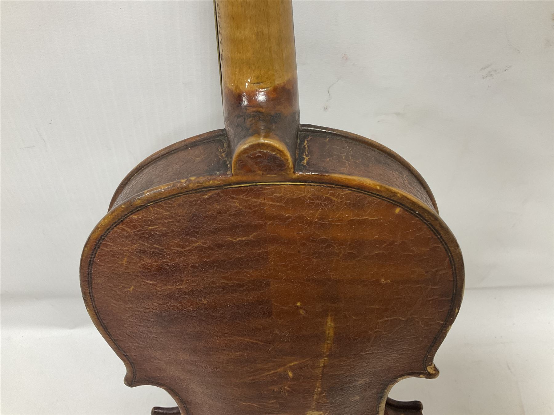Michael Lindsay of Stockton-on-Tees violin, dated 1904 on the label and stamped on the neck, full length 60cm In a later soft case