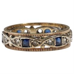 9ct gold synthetic sapphire and white spinel full eternity ring