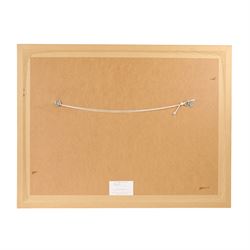 Signed limited edition Nigel Mansell print 'Red 5 - Double World Champion', signed by Nigel Mansell and artist Tony Smith, framed, frame H63cm, W82cm