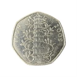 Queen Elizabeth II United Kingdom 2009 Kew Gardens fifty pence coin, from circulation