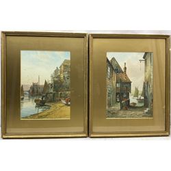 Albert Dunnington (British 1860-1928): Tin Ghaut and Whitby Harbour, pair watercolours signed 35cm x 25cm (2)
