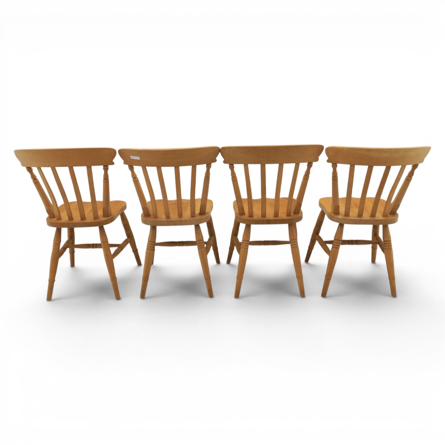 20th century traditional pine dining table together with four chairs and two stools