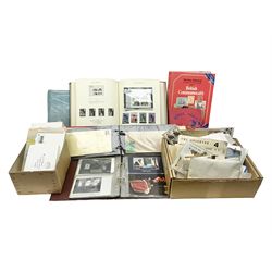  Great British and World stamps, including Queen Elizabeth II issues, first day covers, miniature sheets, Egypt, Finland, France, Greece, Honduras, Hungary, India, Italy, Poland etc, housed in various albums, folders and loose, in one box