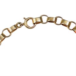 Early 20th century gold cable link chain bracelet and a pair of rose gold knot earrings, both 9ct 