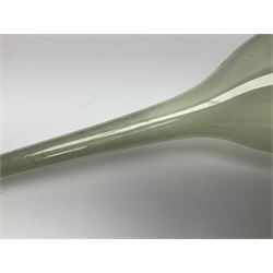 Georgian hand-blown green glass wine funnel, H32cm