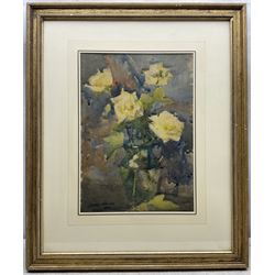 James Paterson (Scottish 1854-1932): Still Life of White Roses, watercolour signed and dated 1929, 37cm x 26cm 