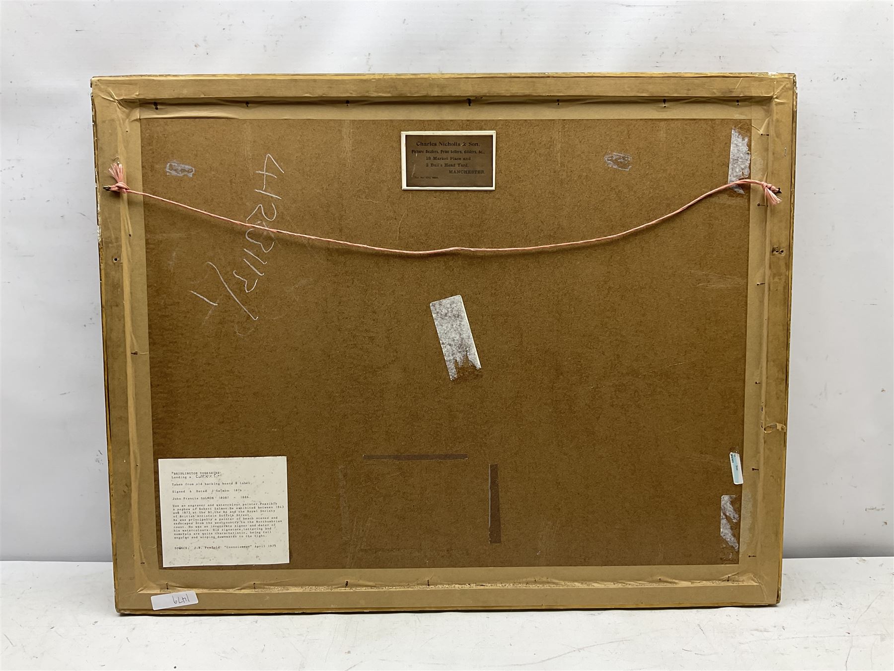  John Francis Salmon (British 1808-1886): Landing a Cutter at Bridlington, watercolour signed and dated 1874, 34cm x 51cm  