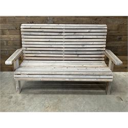 Wooden slatted garden bench