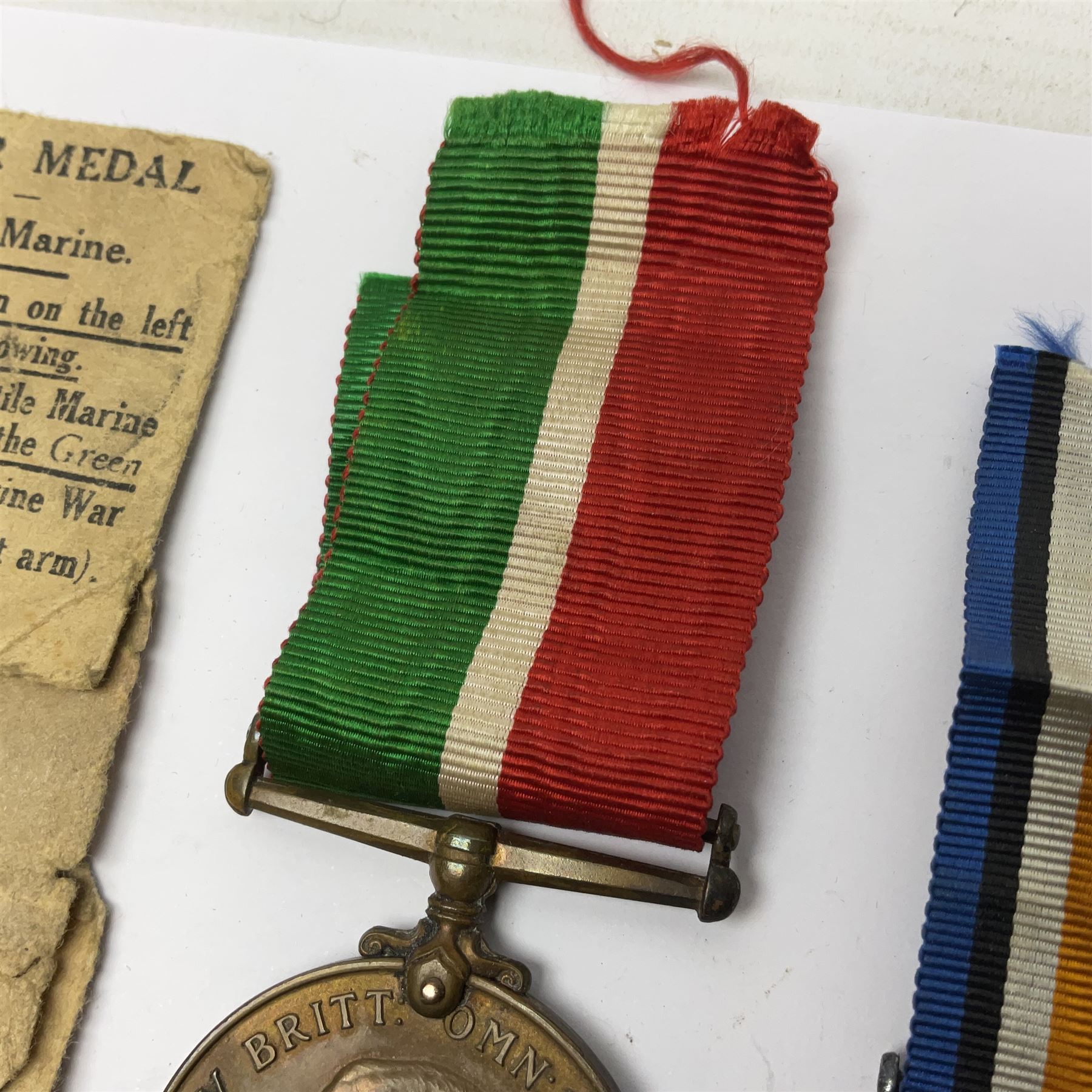 WWI pair of medals comprising Mercantile Marine medal and British War medal, awarded to Dominic L Kelly; both with ribbons and part original packaging and a Victoria Diamond Jubilee medallion.