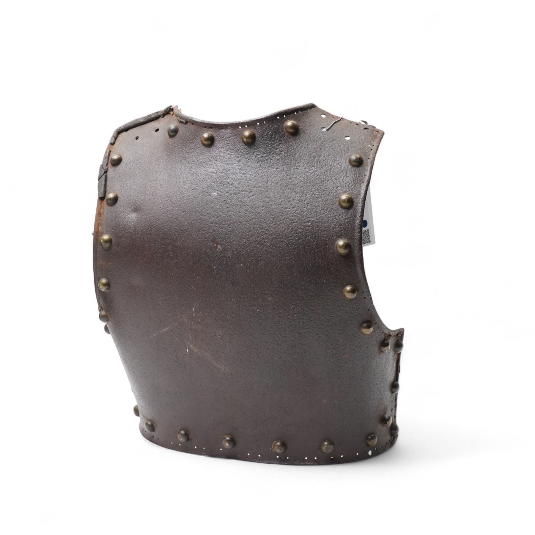 Early 19th century British cavalry cuirass with crows foot mark, the breast plate with ribbed centre H41cm