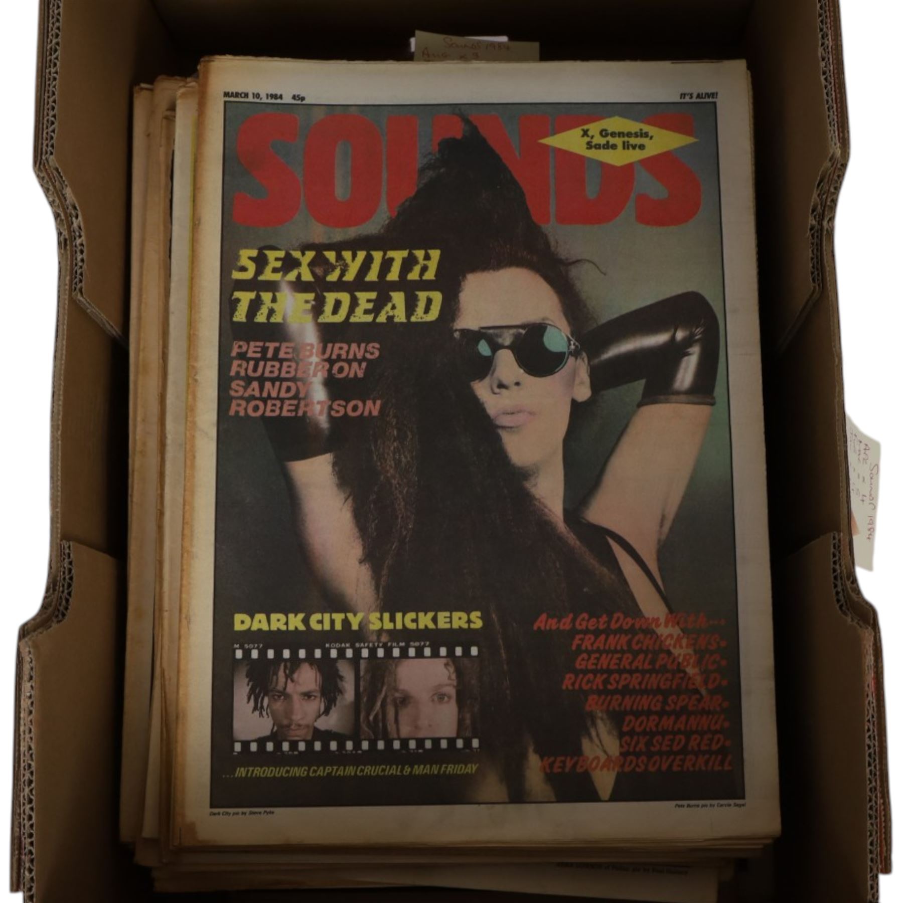 1980s 'Sounds' music magazines, approximately two-hundred and seventy spanning the years 1980-1986