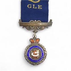 Bro. David Miles - Royal Antediluvian Order of Buffaloes - 9ct gold and enamel Order of Merit and Honour of Knighthood , Templenewsam Lodge, 1938, two silver jewels and two other jewels on a silk collar