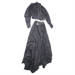 Victorian two-piece lace mourning dress, contained in Brown Muff & Co of Bradford box