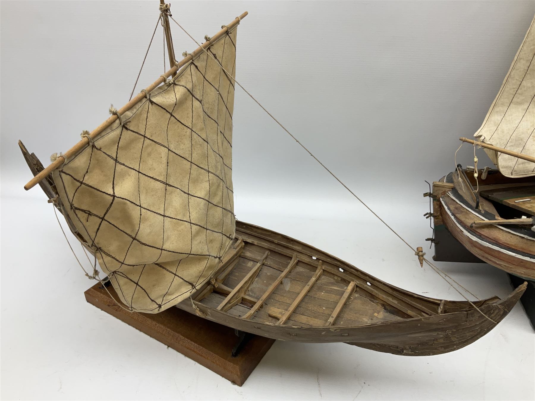 Wooden model of an exploration era ship, with three masts, the hull of ...