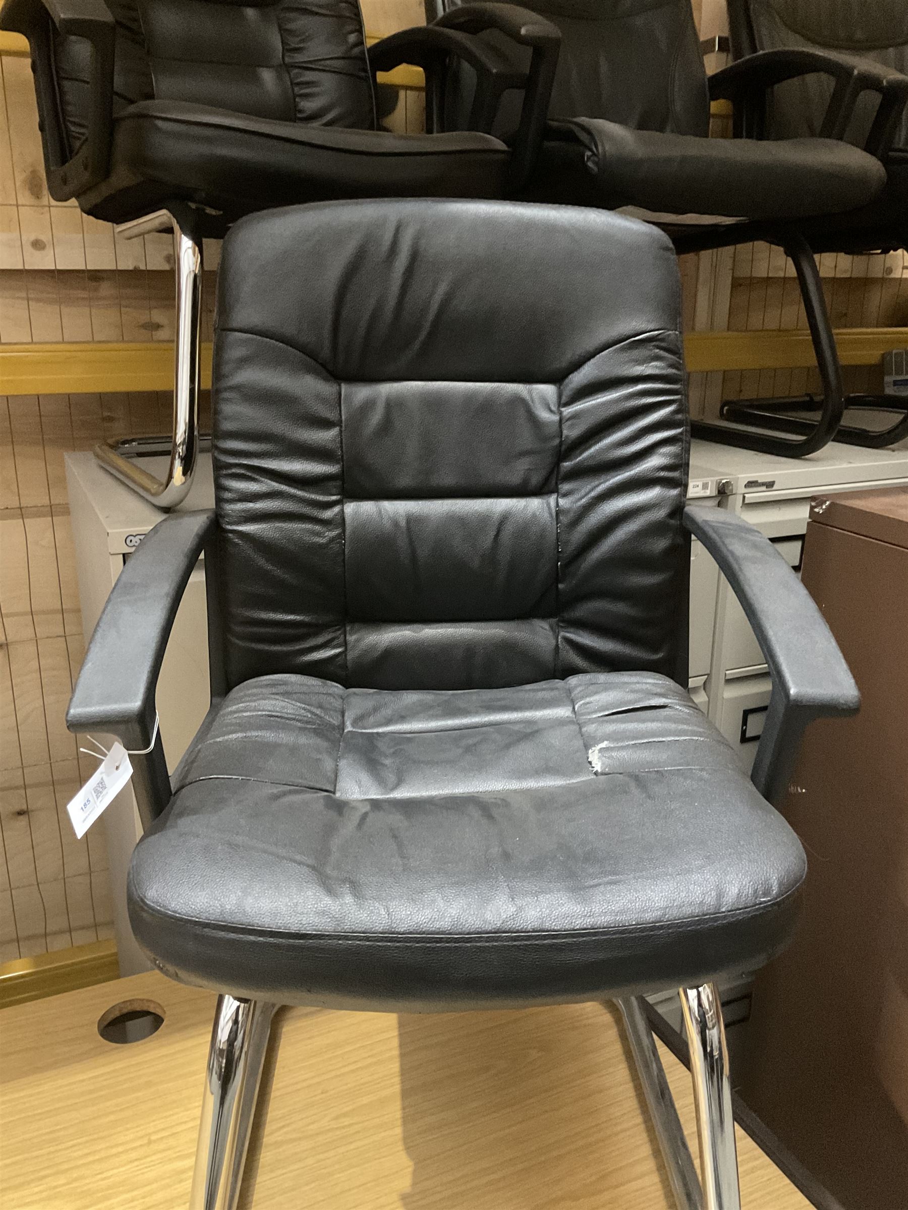 Set of five leather imitation office chairs. THIS LOT IS TO BE