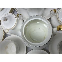Royal Albert Val D'or pattern tea service for six, comprising teapot, milk jug, sucrier, six teacups and saucers, tea plates, side plates, dessert plates, etc (33)
