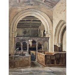 Henry Barlow Carter (British 1804-1868): 'Seamer Church Before Restoration', watercolour unsigned, attributed and titled on mount 25cm x 19cm