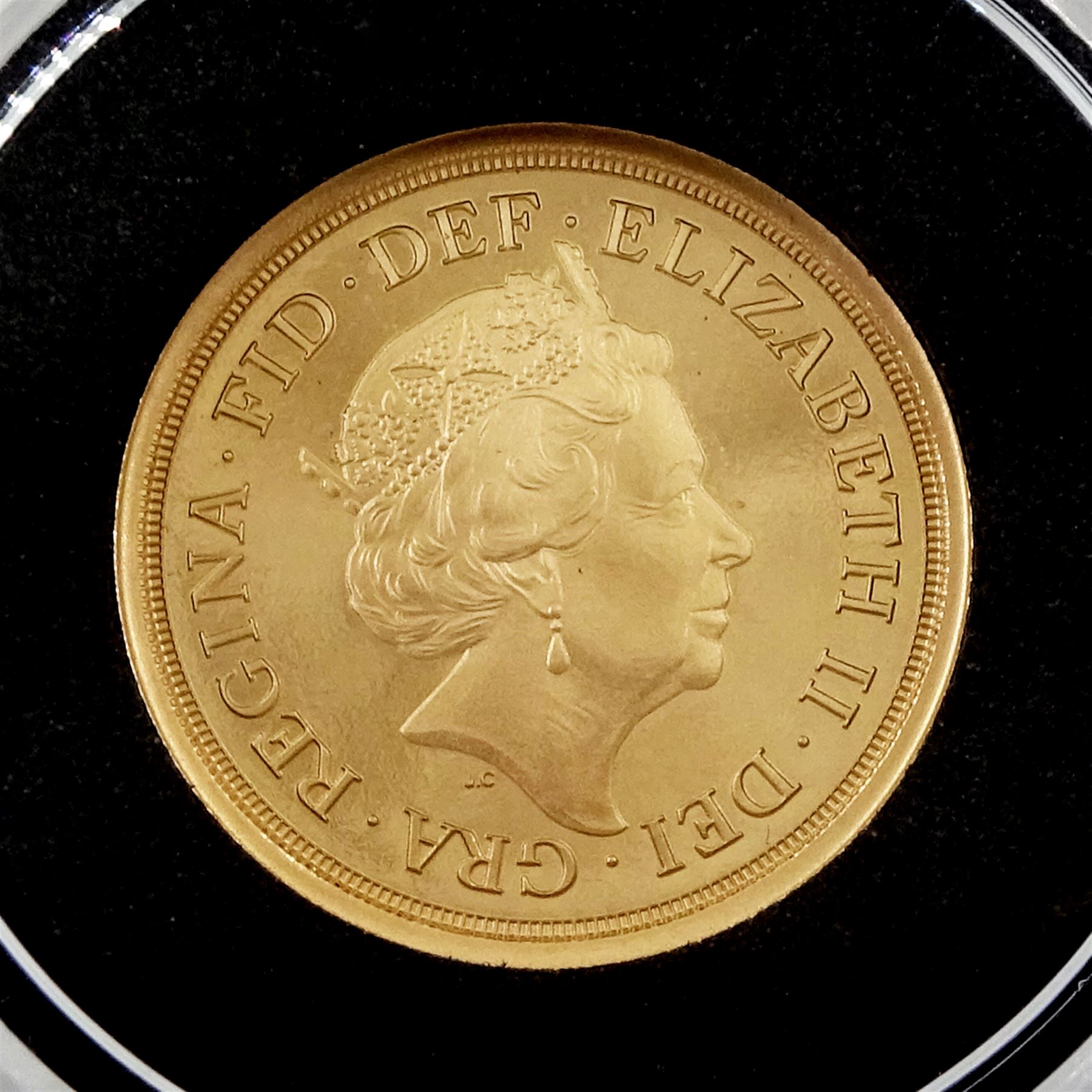 Queen Elizabeth II 2019 gold proof quarter sovereign coin, cased with certificate