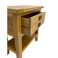 Light oak side table, fitted with one drawer