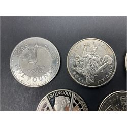 Five Queen Elizabeth II United Kingdom five pound coins 