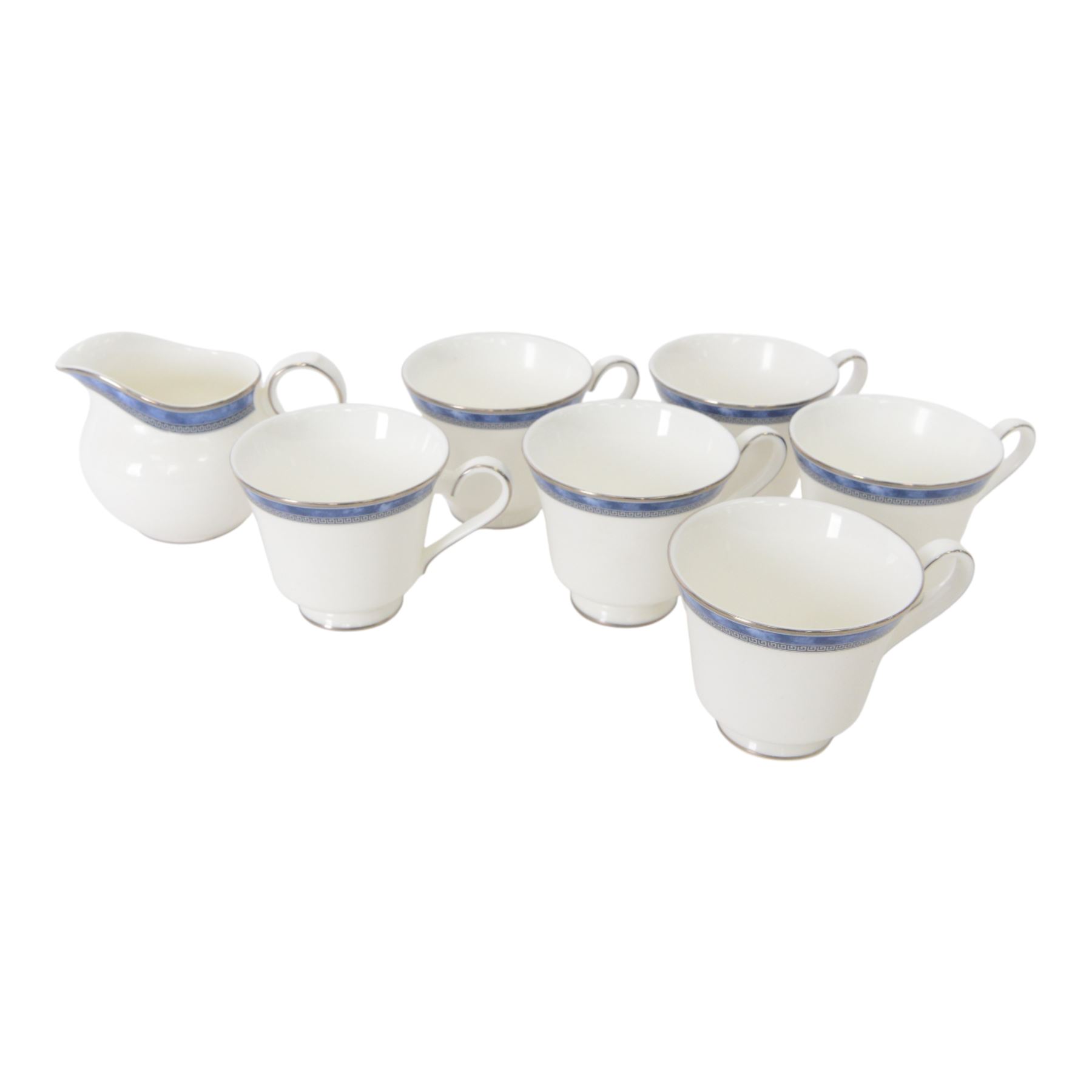 Royal Doulton Atlanta tea and dinner service for six, comprising dinner plates, side plates, dessert plates, bowls, cups and saucers and a milk jug 