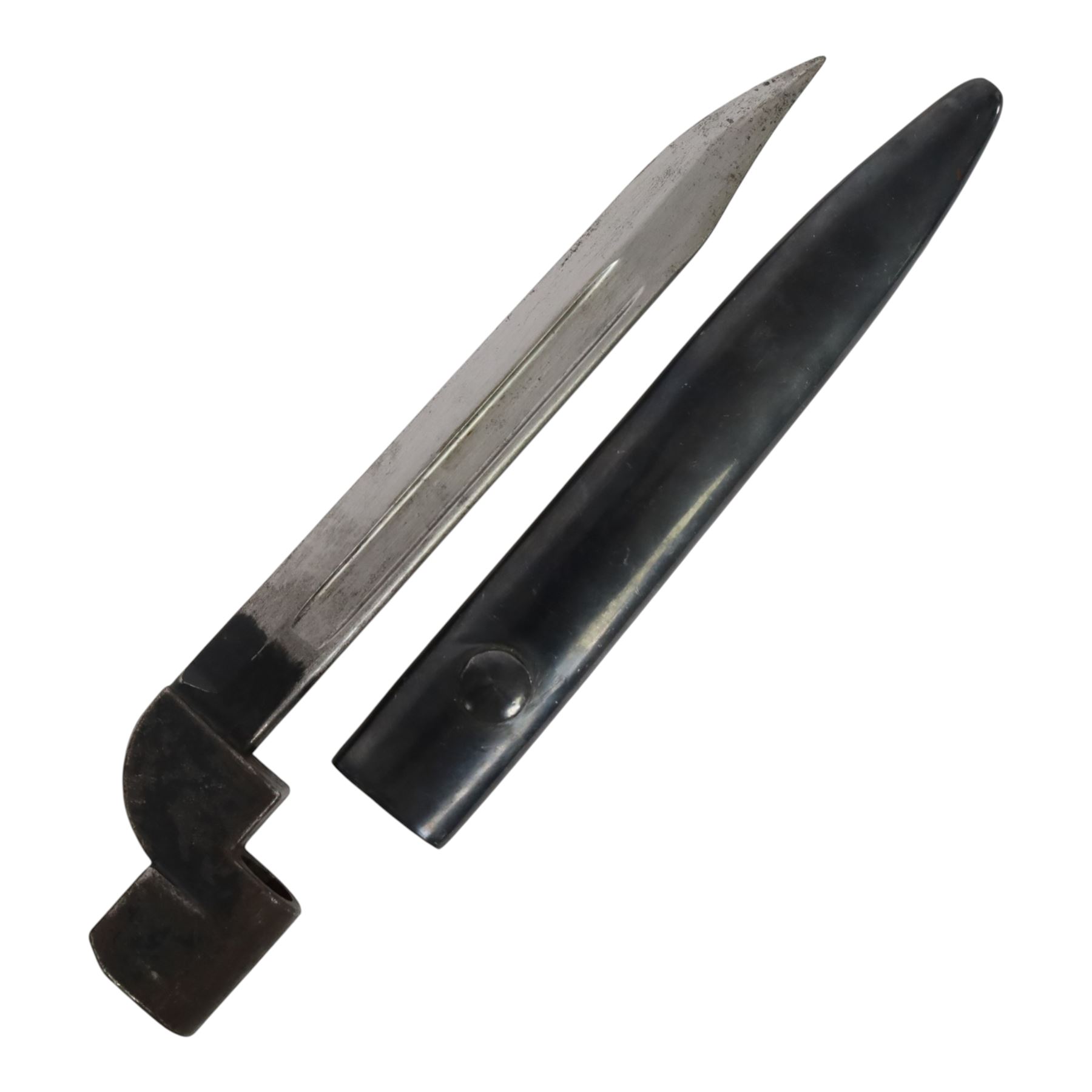 Lee Enfield 1944 knife bayonet with steel sheath, overall L27cm