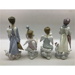 Lladro Season Angels set, comprising Spring Angel no 6146, Fall Angel no 6147, Summer Angel no 6148 and Winter Angel no 6149, all with original boxes, largest example 29cm