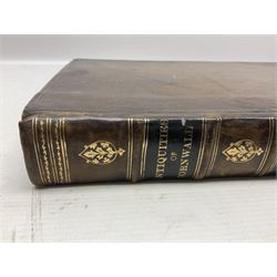 William Borlase; Observations on the Antiquities Historical and Monumental of the County of Cornwall, 1754, printed by W. Jackson, High Street, Oxford, leather bound iwth gilt detailing and lettering to spine