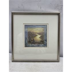 Lindsay Brown (British 20th century): 'End of the Day', watercolour signed, titled on exhibition label verso 15cm x 15cm 
Provenance: exh. Royal Institute of Painters in Water Colours, Mall Galleries, London 1970, label verso