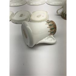 White Star Line, six pieces of porcelain by Stonier & Co. Liverpool, comprising four tea cups, three saucers, jug and three pin trays, registered design no. 117214/324028, printed mark beneath 