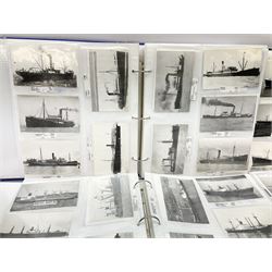 Over one thousand three hundred annotated photographs of worldwide shipping, including merchant ships, tankers, cruise ships etc, 1860s - 1980, contained in five modern loose leaf binders