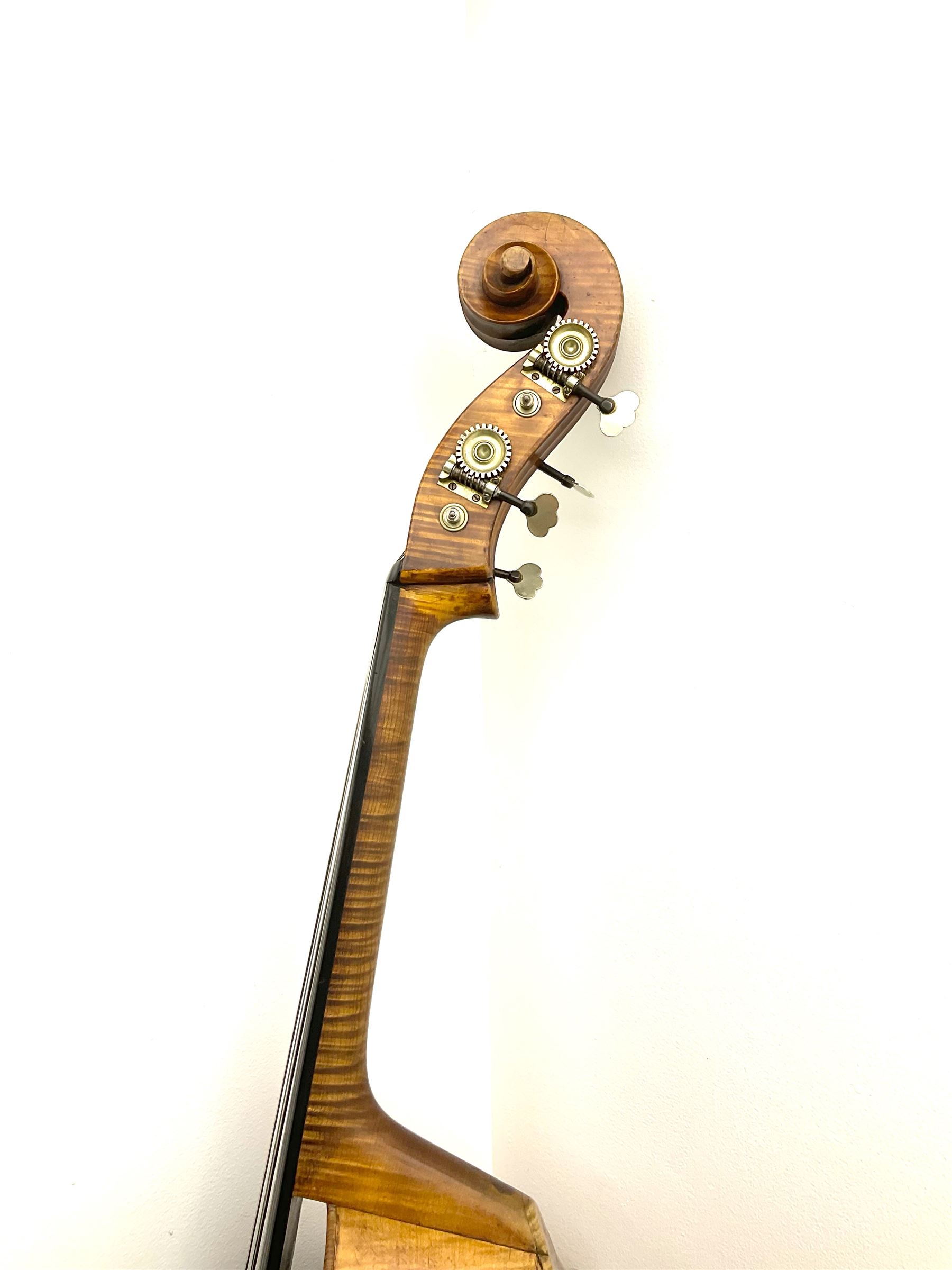 Fine double bass by Albert Volkmann double bass specialist of Schonbach Bohemia c1910, with 110cm (43.25