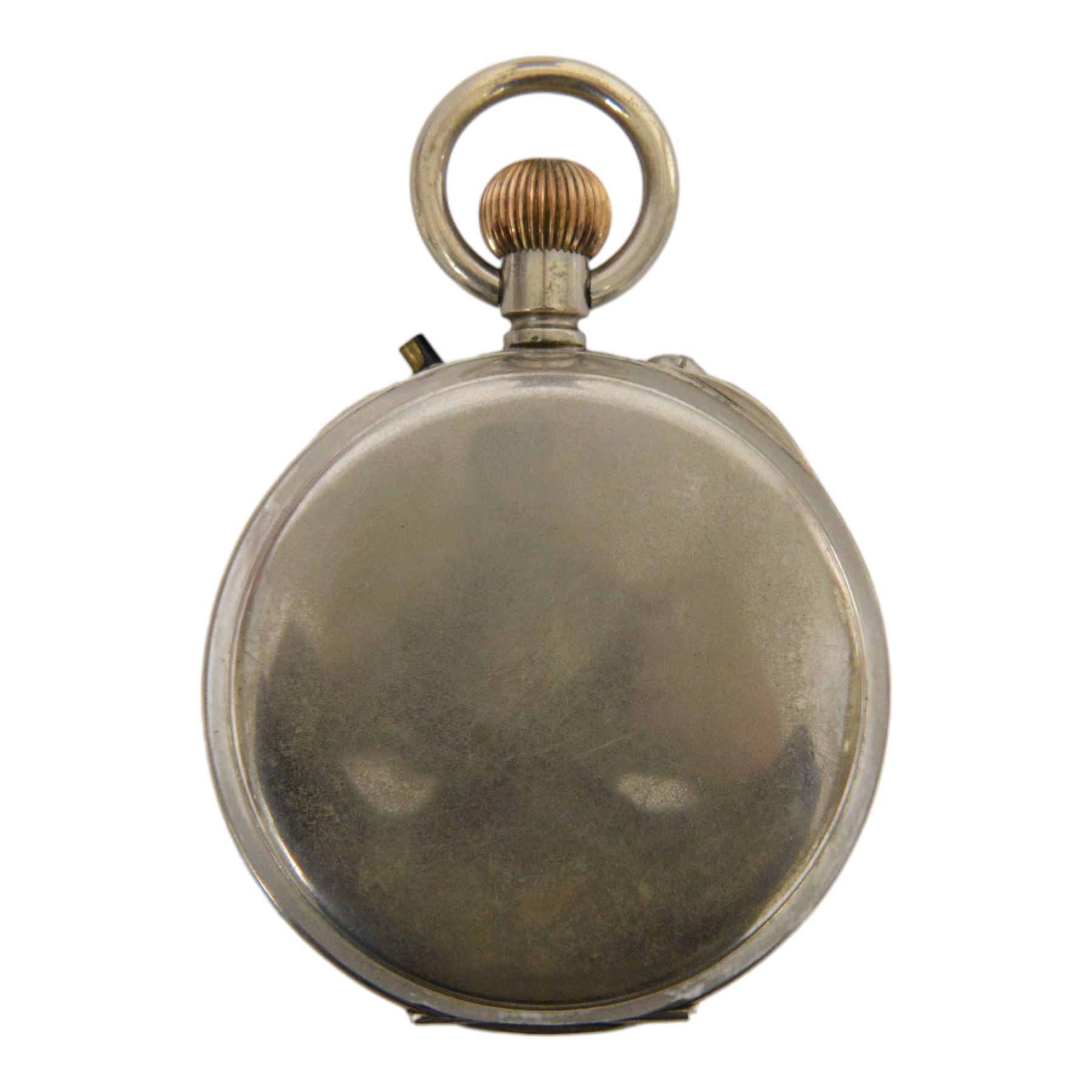 Edwardian mahogany and marquetry miniature longcase clock, the case with ogee top, over arched door flanked by turned columns, the base, door and top with classical urn and floral marquetry detail, housing goliath pocket watch, the white enamel dial with Roman numerals, chapter ring and subsidiary dial, and marked W. Thornhill & Co Ltd 144 New Bond St London, H38cm