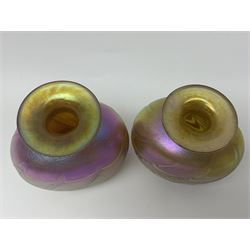 Two Robert Held glass vases, together with Adrian Sankey apple paperweight, vases H10cm 