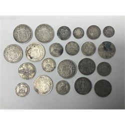 Approximately 195 grams of Great British pre-1920 silver coins, comprising half crowns, florins, shillings and sixpences, including Edward VII 1906 standing Britannia florin 
