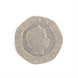 Queen Elizabeth II 2008 undated twenty pence coin, from circulation